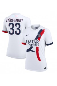 Paris Saint-Germain Warren Zaire-Emery #33 Fotballdrakt Borte Klær Dame 2024-25 Korte ermer